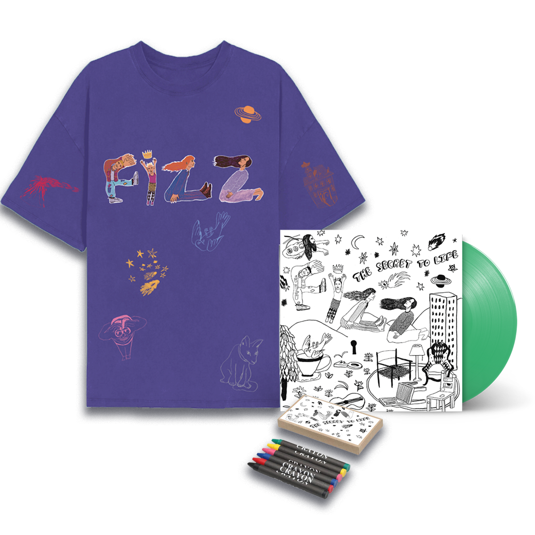 Exclusive The Secret to Life "Colour in" LP, Purple Tee + crayons!