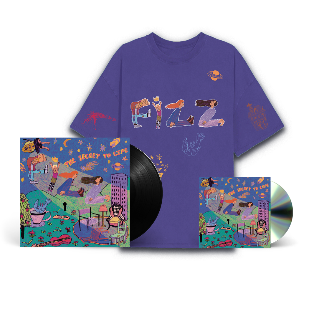The Secret to Life CD, LP & FIZZ Purple tee